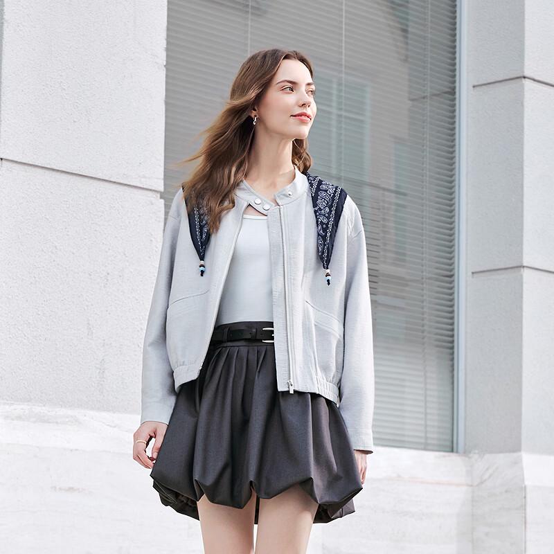 Betu Women's Spring Stand-Collar Casual Short Jacket