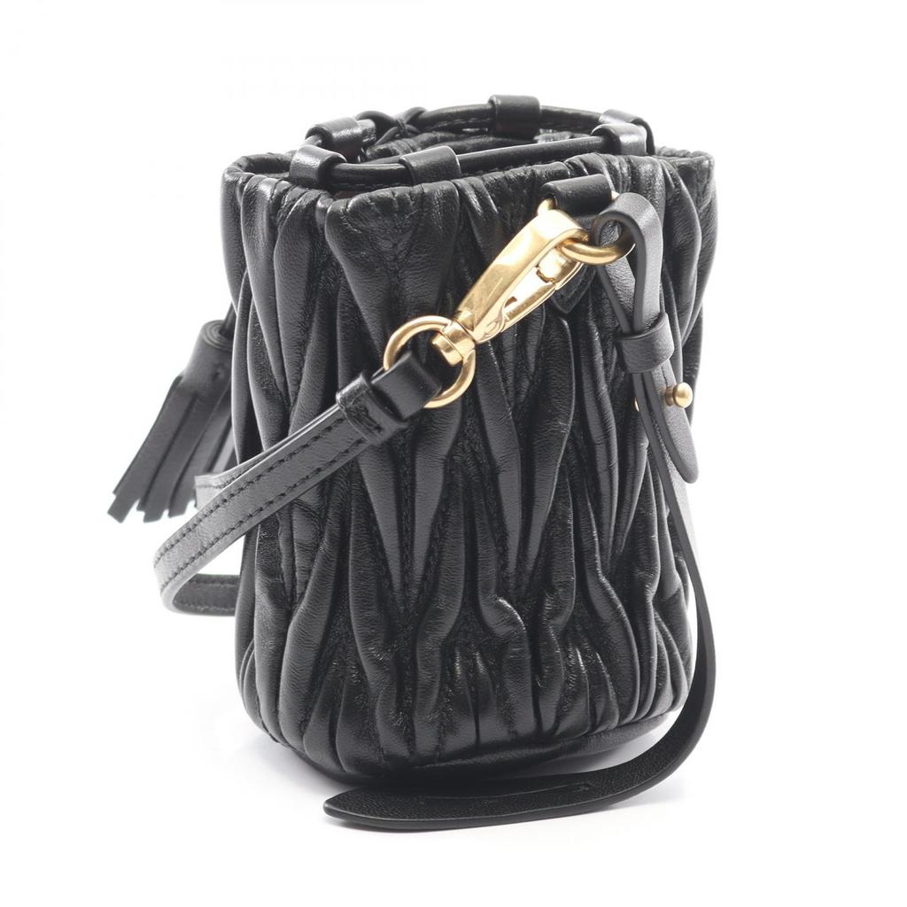 Used Miu Miu Matelassé Microbag Shoulder Bag 5NR026 leather Black Used Women