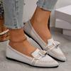 Spot Foreign Trade Thin Pointed Large Size Flat Single Shoes Fly Weaving One Pedal Bow Casual Breathable Women's Shoes