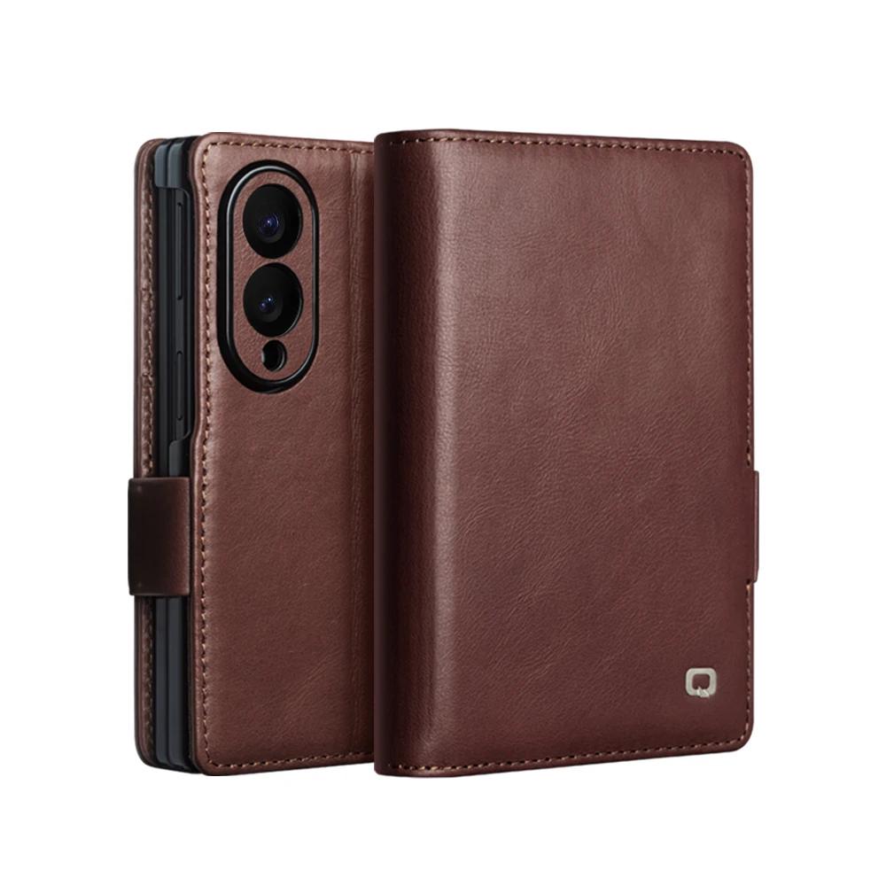 Pro Samsung Galaxy Z Fold8 Fold 8 Ultra Olejový vosk Pravá kůže Flip pouzdro s přihrádkou na karty Peněženka Vintage kryt z hovězí kůže pro Fold8