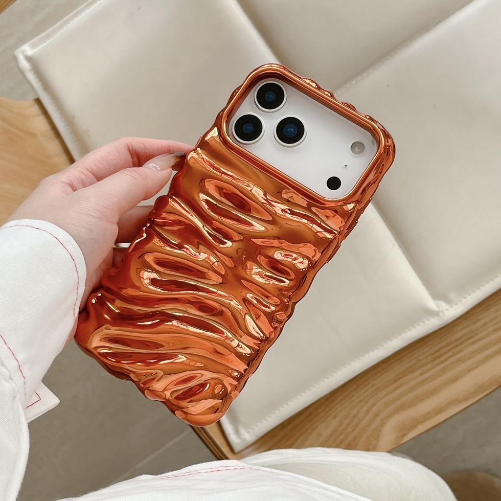 Overseas electroplating three-dimensional wrinkles are suitable for iPhone17Pro max Apple 16 mobile phone case 15/14 advanced sense