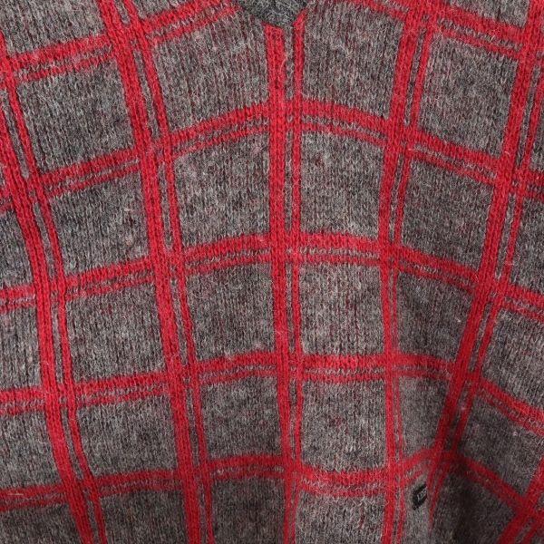 ICEWEAR 80s Vintage Wool Check Long Sleeve V Neck Knit S Gray Sweater Men's Used