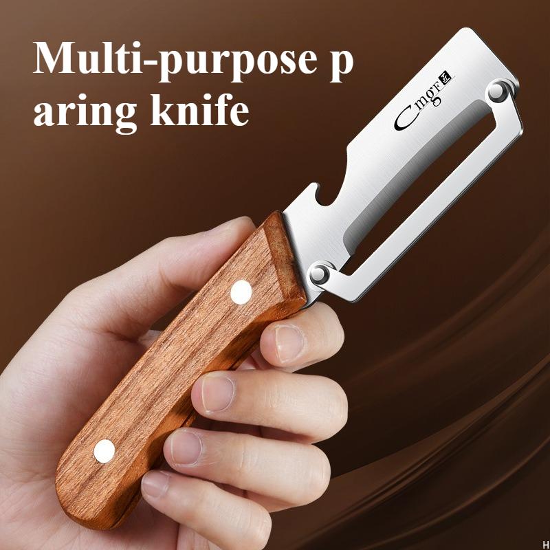 Stainless Steel Peeler with Wooden Handle for Peeling and Slicing Fruits and Vegetables
