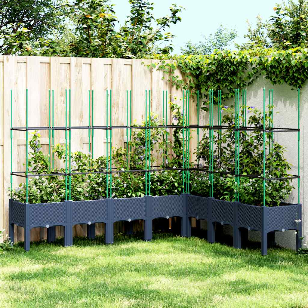 Planter with Trellis Blue Grey 200 x 160 x 142.5 cm PP