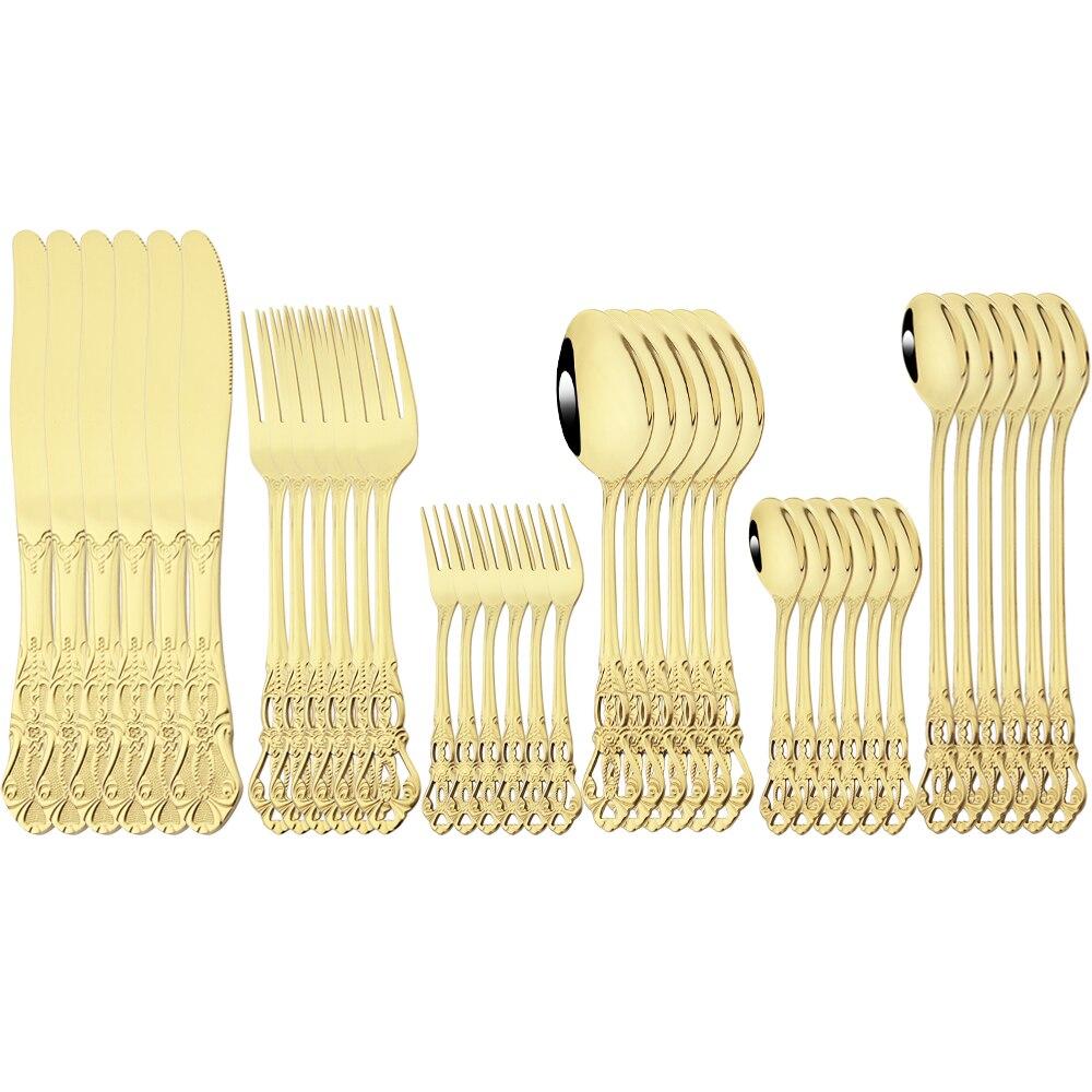 36 Teile/satz Gold Edelstahl Besteck Set Westlichen Lebensmittel Geschirr Löffel Gabel Messer Geschirr Küche Party Besteck Set