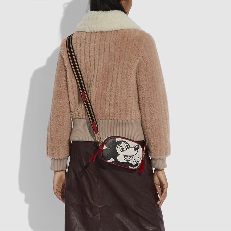 New COACH Disney Camera Pebbled Leather Shoulder Bag, Handbag, Camera Bag, Crossbody Bag Small Women's Black C1142-B4CAH