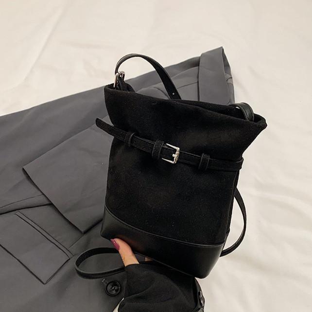 IELGY Ladies Messenger Bag Autumn Winter Retro Suede Casual All-Match Fashion One-Shoulder Bucket Bag