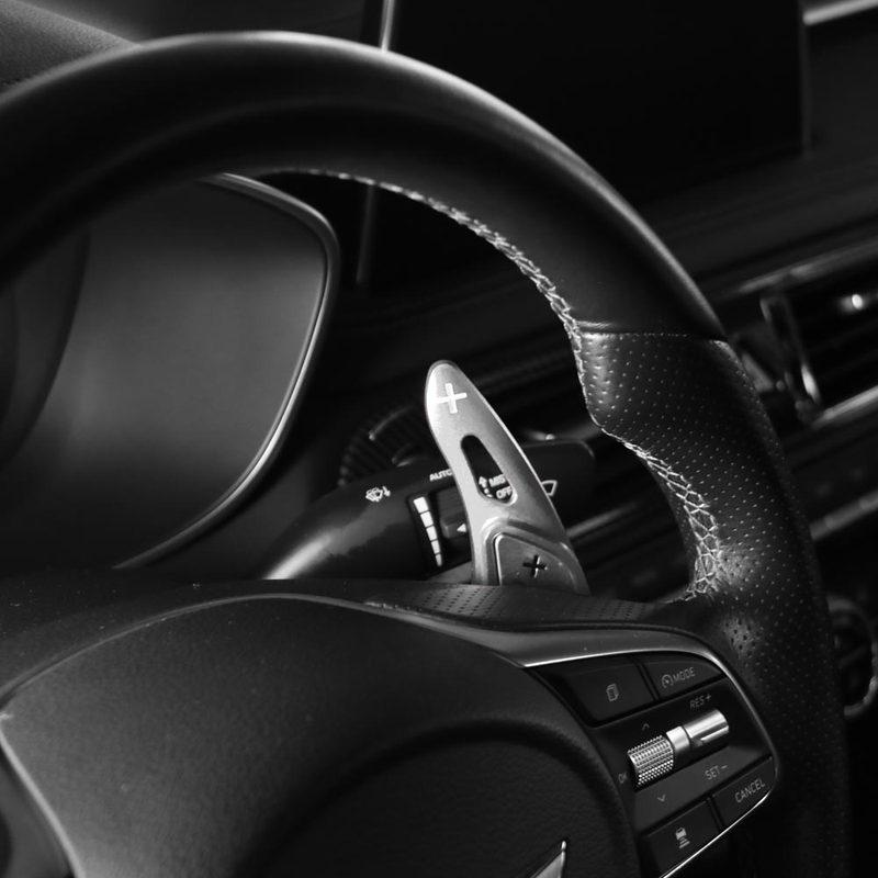 2PCS Aluminum Alloy Real Carbon Fiber Steering Wheel Shifter Paddle Cover Trim For Genesis G70 -2026 Car Supplies