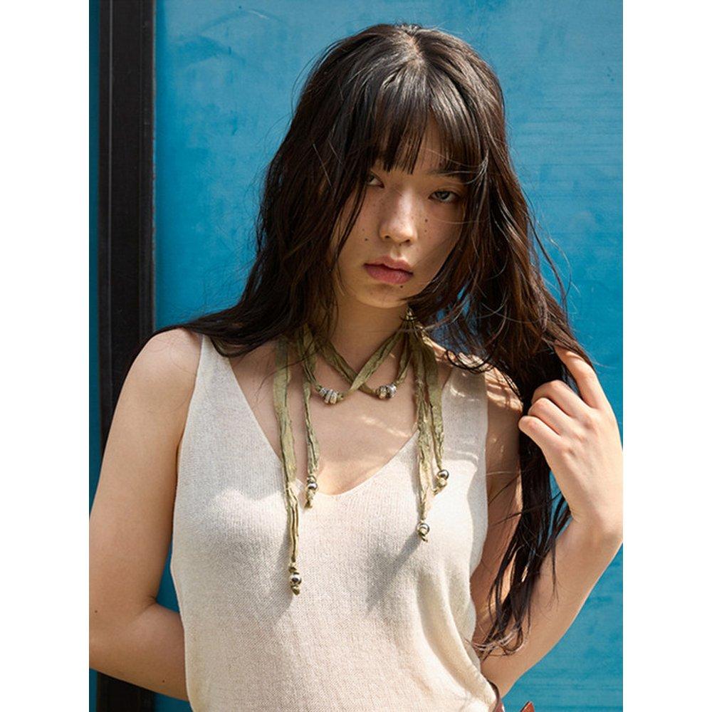 Silk String Necklace_Olive