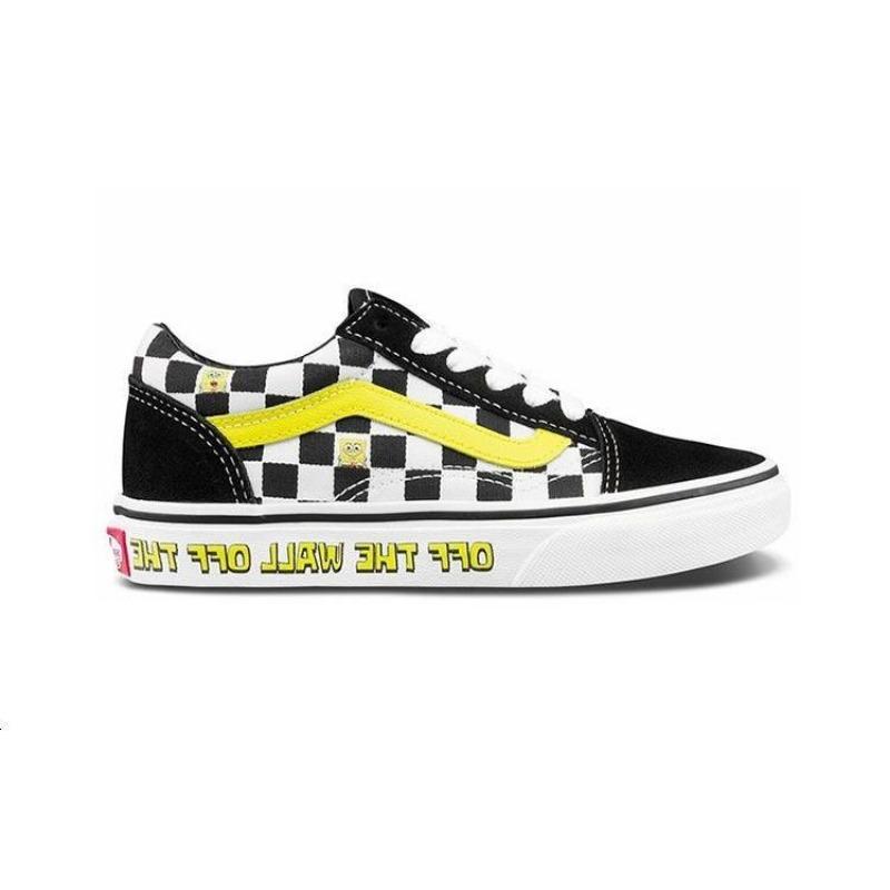 Sandy Liang X SpongeBob X Vans Kids' Stylish Comfy Durable Breathable Low-top Skate Shoes Black White for Little Kids VN000W9T9EK