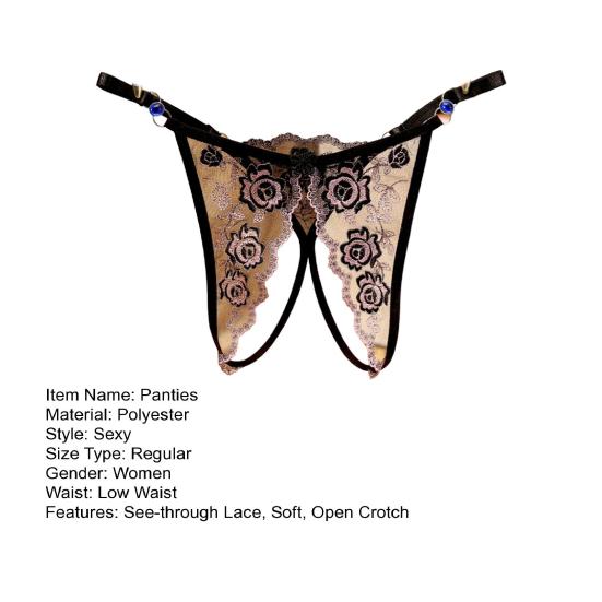 Women Panties Adjustable Strap Stretchy Hollow Out Slutty Thin Open Crotch