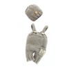 2020 Newborn Photo Props: 2-Color Knit Baby Overalls & Hat Set
