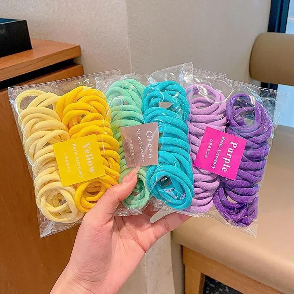 50Pcs/set Colorful Elastic Hair Band Leagues Ties Colets Scrunchies Springs Gum Accessories For Girl Women Pigtails No Damage