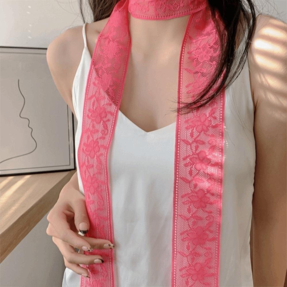 Floral Lace Printed Scarf Soft Ribbon Scarf Stylish Multifunctional Headscarf  Evening Party