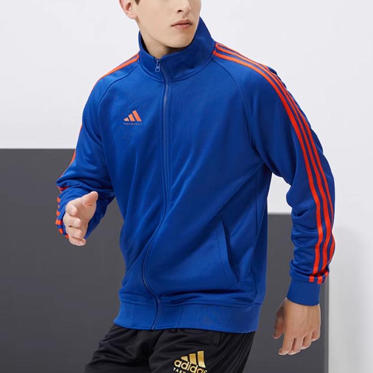 adidas Unisex Navy Orange Classic 3-Stripes Stand Collar Sports Jacket TR30JT-BUOG