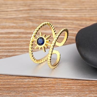 

Nidin European and American Fashion Simple Personality Women s Gold Plated Opening Sunflower Hollow Wavy Ring Adjustable Gift темно-синий