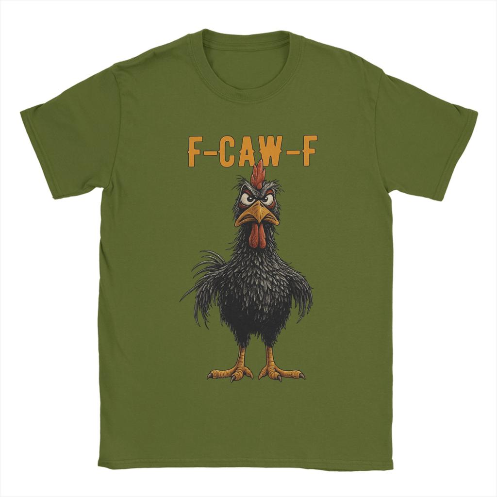 Funny F-Caw-F Black Angry Chicken Meme Cotton T Shirt For Men Summer Streetwear T Shirts O-Neck Harajuku Tee Shirt Big Size Tops