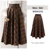 Women's Coffee Plaid A-line High-Waisted Retro Wrap Skirt