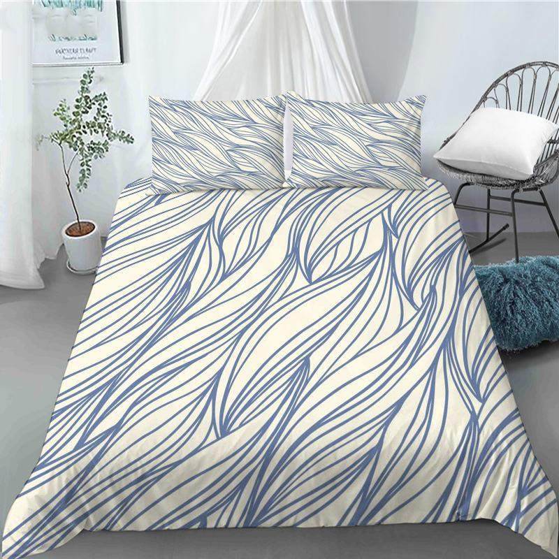 3D Japanese Wave Pattern Duvet Cover Set Fashion Polyester Quilt Cover with Pillowcase for Children Women Home Room Decor Gifts