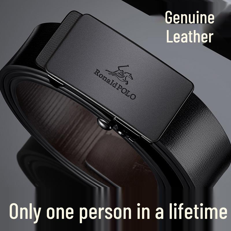 Paul Men's 2025 Genuine Leather Automatic Buckle Belt – Pure Cowhide, Stylish & Authentic for Business and Casual Wear.