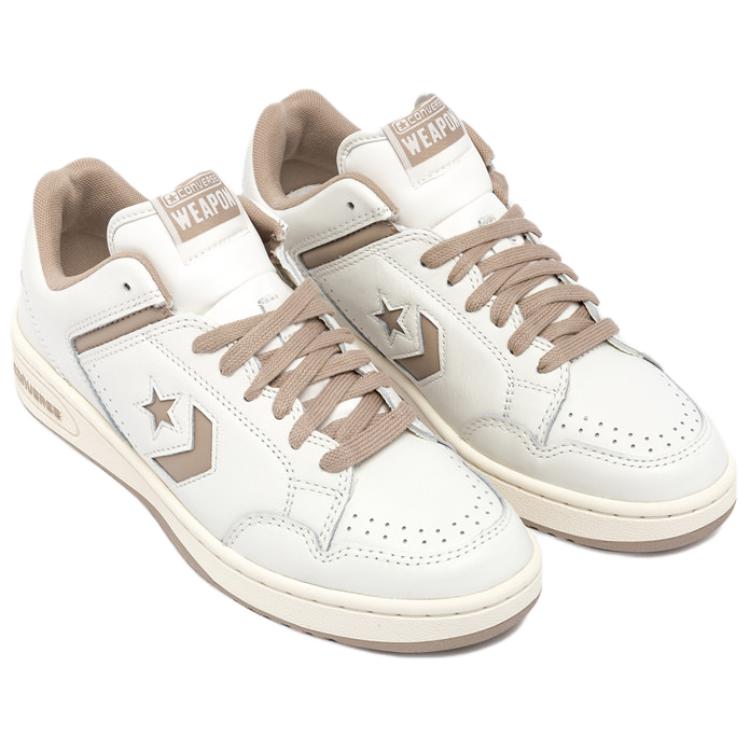 Converse Weapon Comfortable and Versatile Non-slip Low-top Skate Shoes Unisex White and Brown