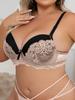 Große Größen BH CD-Körbchen Spitze Kontrast Damen Unterwäsche Sexy Komfort Push-Up Französisch Elegant Tägliche Kleidung