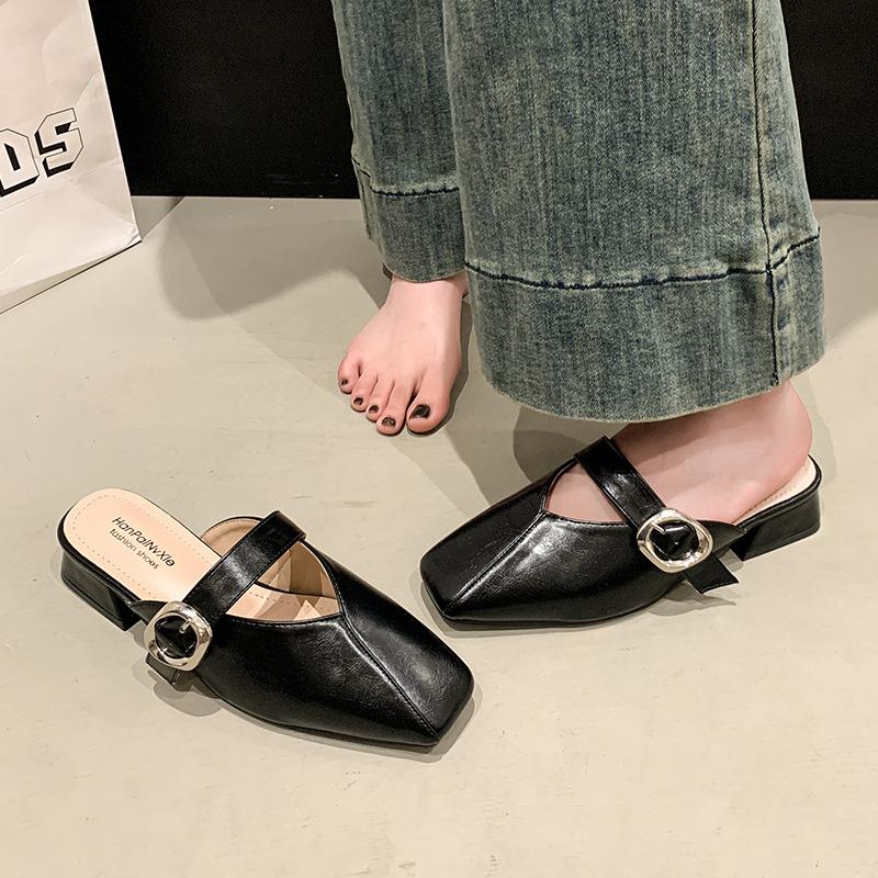 French Shoes Mary Jane Flip-flops with A Toe Cap Are Elegant and Cool for Spring and Summer