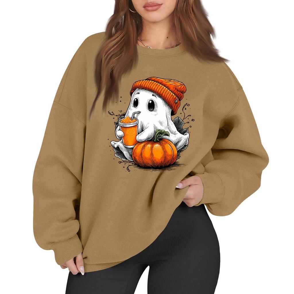 Women's Casual Fashion Long Sleeve Printed Round Neck Sweatshirt Top