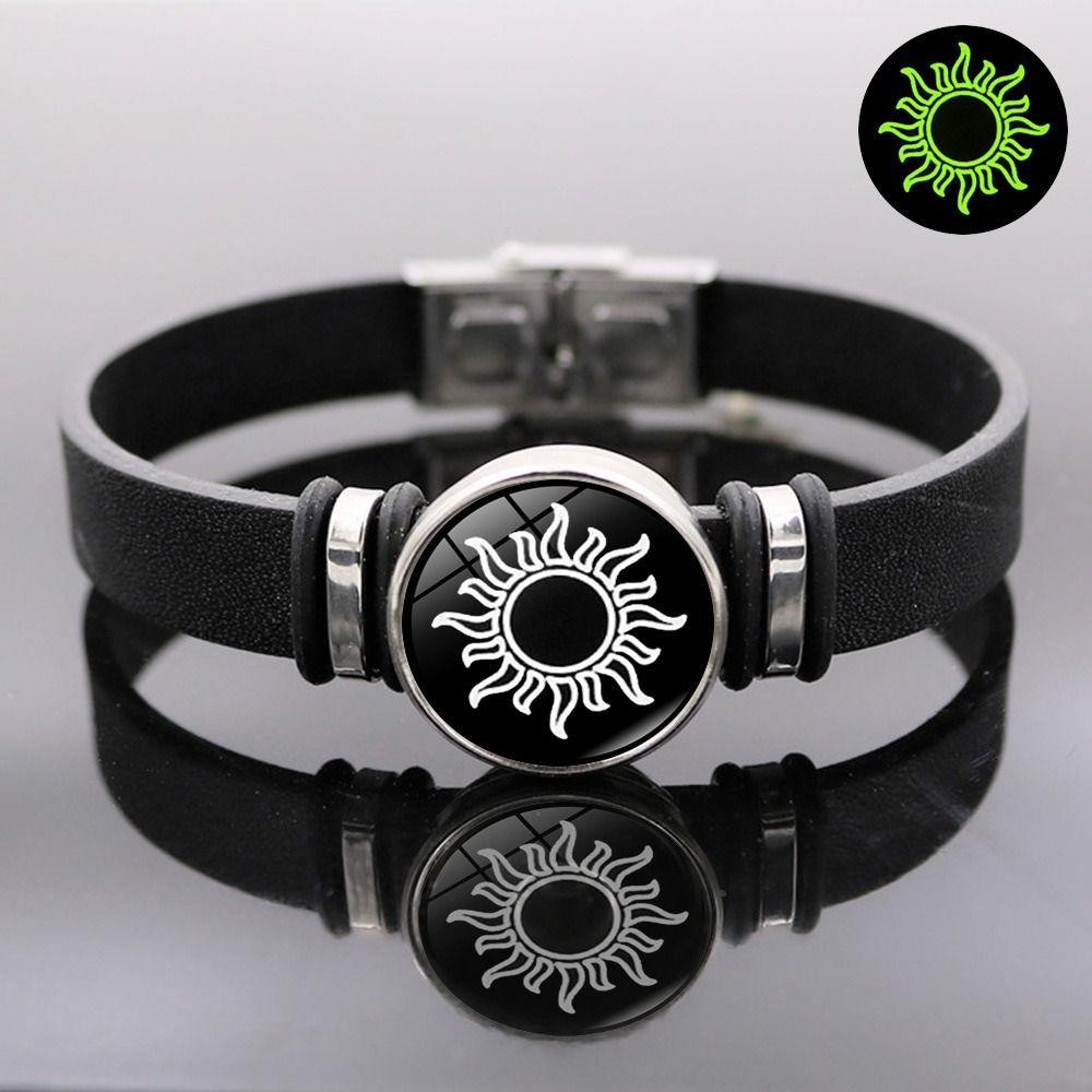 Retro Luminous Couple Bracelets Sun Moon Leather Strap Bracelet Elegant Hand Chain Couple Jewelry Gift