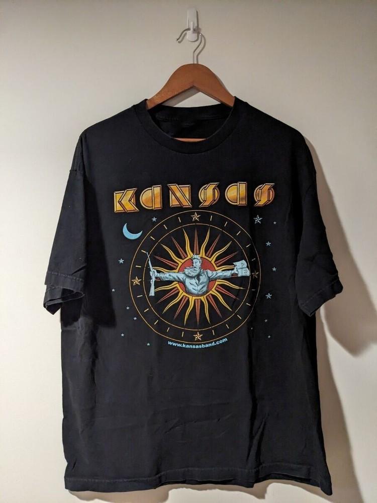 Vtg Kansas Band Albums Music Band Cotton Black T Shirt Full Size Unisex SE301 Unisex T-Shirt XXL