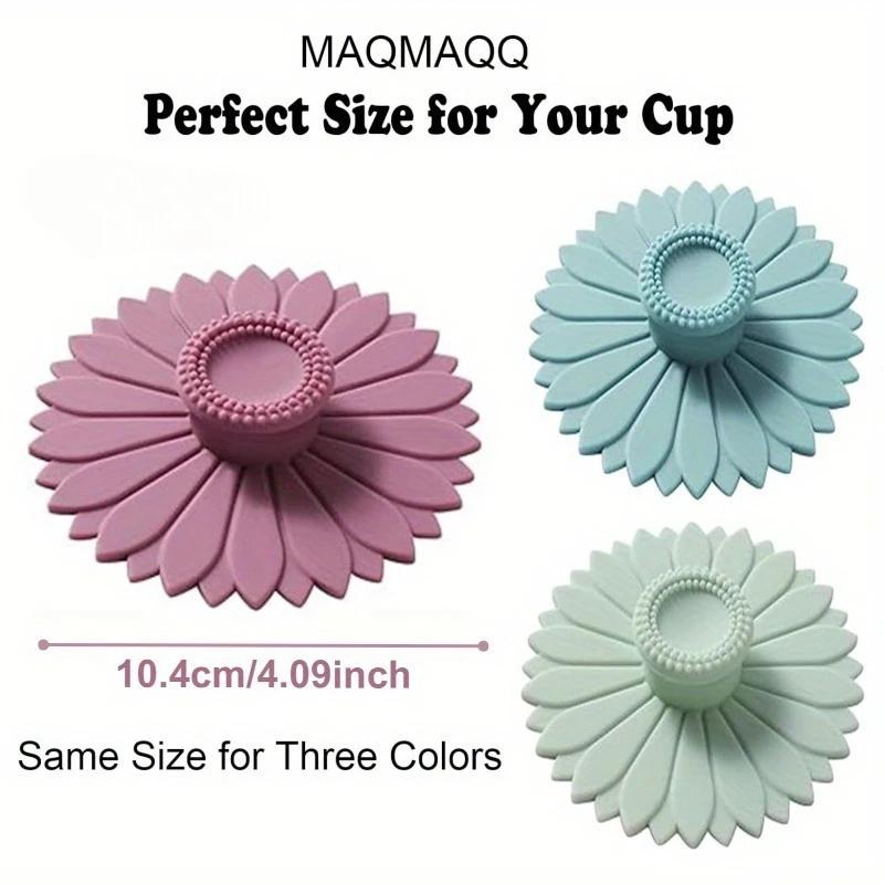Sunflower Silicone Cup Lid Set Multifunctional Dust Proof and Leak Proof Tea and Coffee Cup Lid Suitable for Kitchen Office Cafe