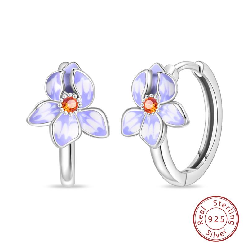 Sparkling Zircon Earrings 100% 925 Silver Colorful Flower Butterfly Bee Earrings For Women Elegant Wedding Jewelry Gift
