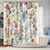 Botanical Flower Shower Curtain Vintage Floral Pattern Bathroom Decor Nature Art Washable Fabric Backdrop