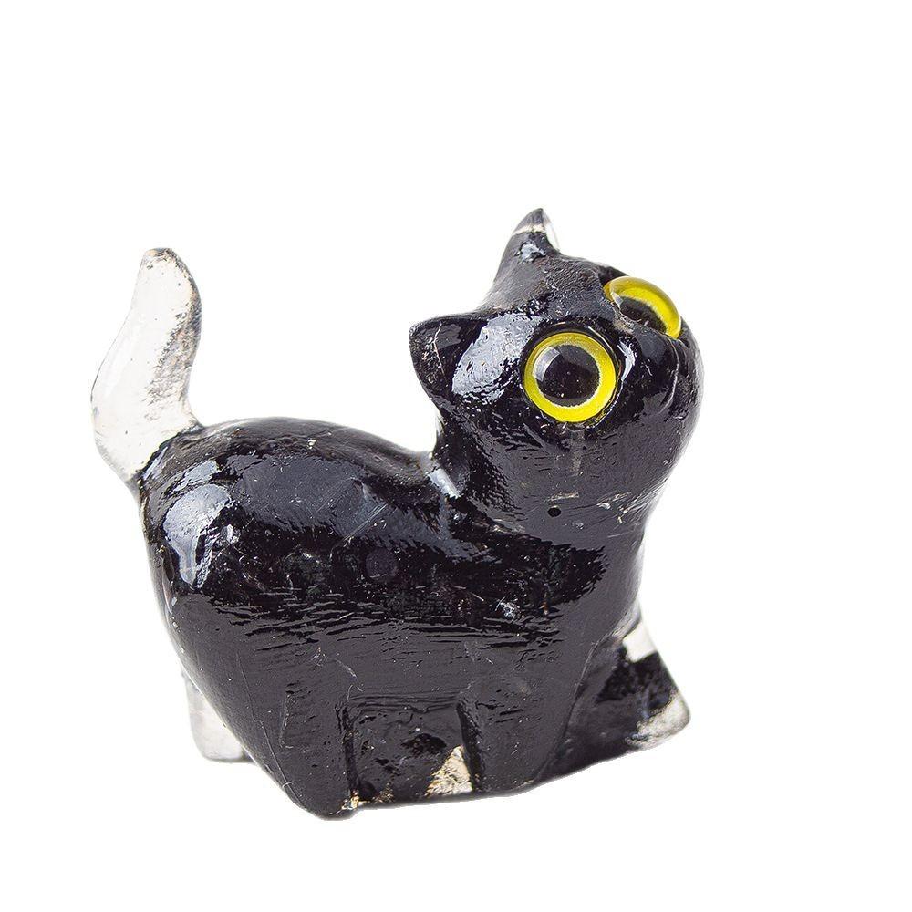 Figurine Artistique en Résine Chat de Cristal Faite à la Main avec un Design Dynamique Pour la Décoration Intérieure et les Cadeaux