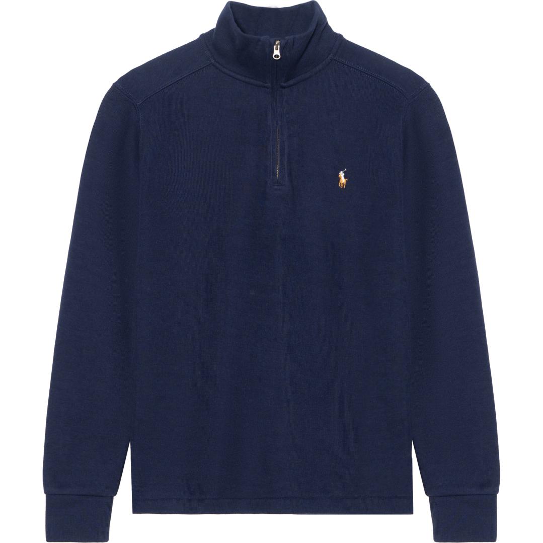 

Polo Ralph Lauren Boys Solid Logo Embroidered Half-Zip Pullover Long Sleeve Sweatshirt Kids sweatshirt Navy-Blue 323886908-001 L