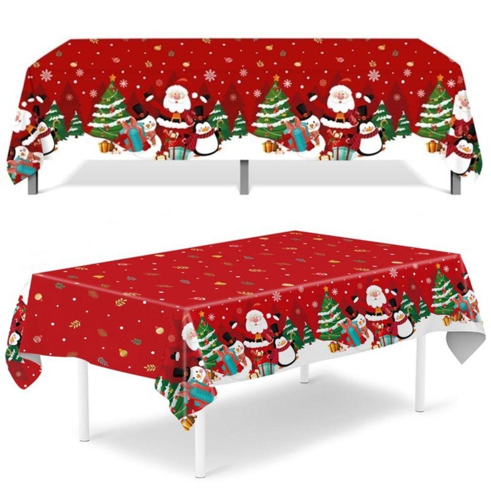 Plastic Christmas Tablecloth Santa Claus Elk Party Tablecloths Table Cover Christmas Decoration