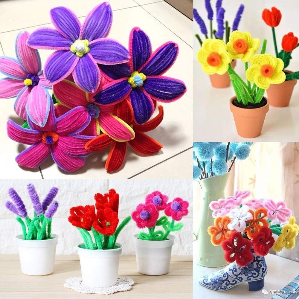 100/300/400 Pezzi Steli in Filo Flessibile di Chenille Bastoncini Peluche per la Realizzazione di Fiori Artificiali
