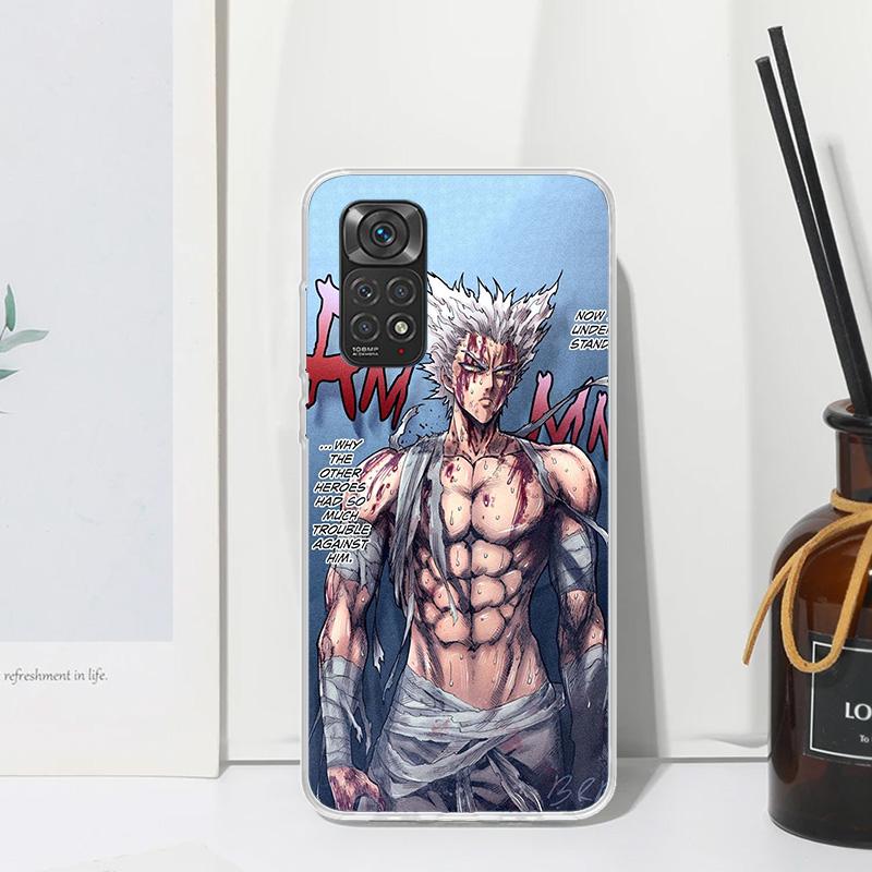 One P-Punch-Man Garou Phone Case For Xiaomi Redmi Note 15 13 14S 14 Pro Plus 12S 11S 10S 12 11E 10 11T Art Fundas Back Cover Red