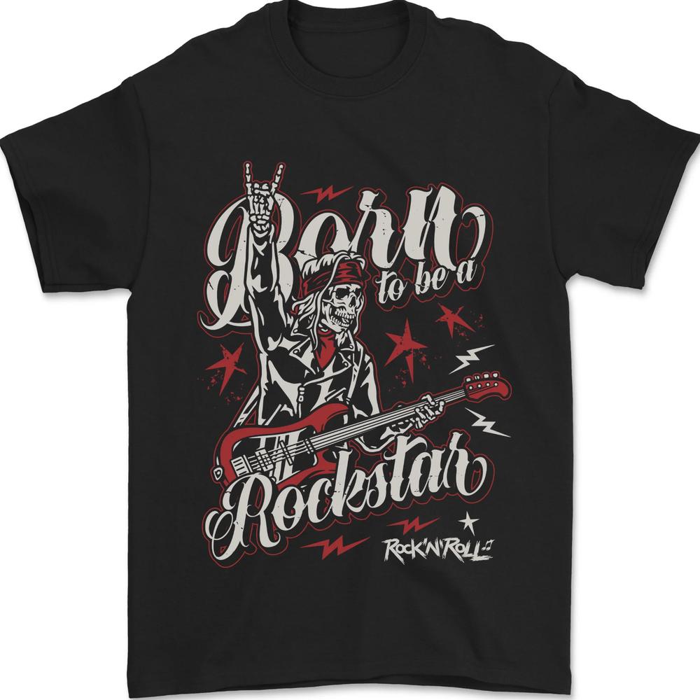 Born to Be a Rockstar Funny Rock Music Guitar Unisexs TShirt 100 Cotton S