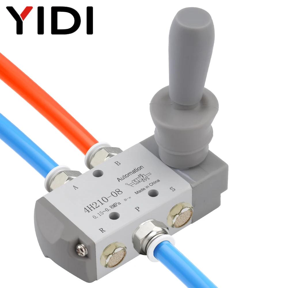 YIDI 4H21008 Pneumatikteil Handventil 4H210-08 Steuerung Kompressor 5-Wege 2-Port Schalter Anschlussstück Anschlussstück-Set