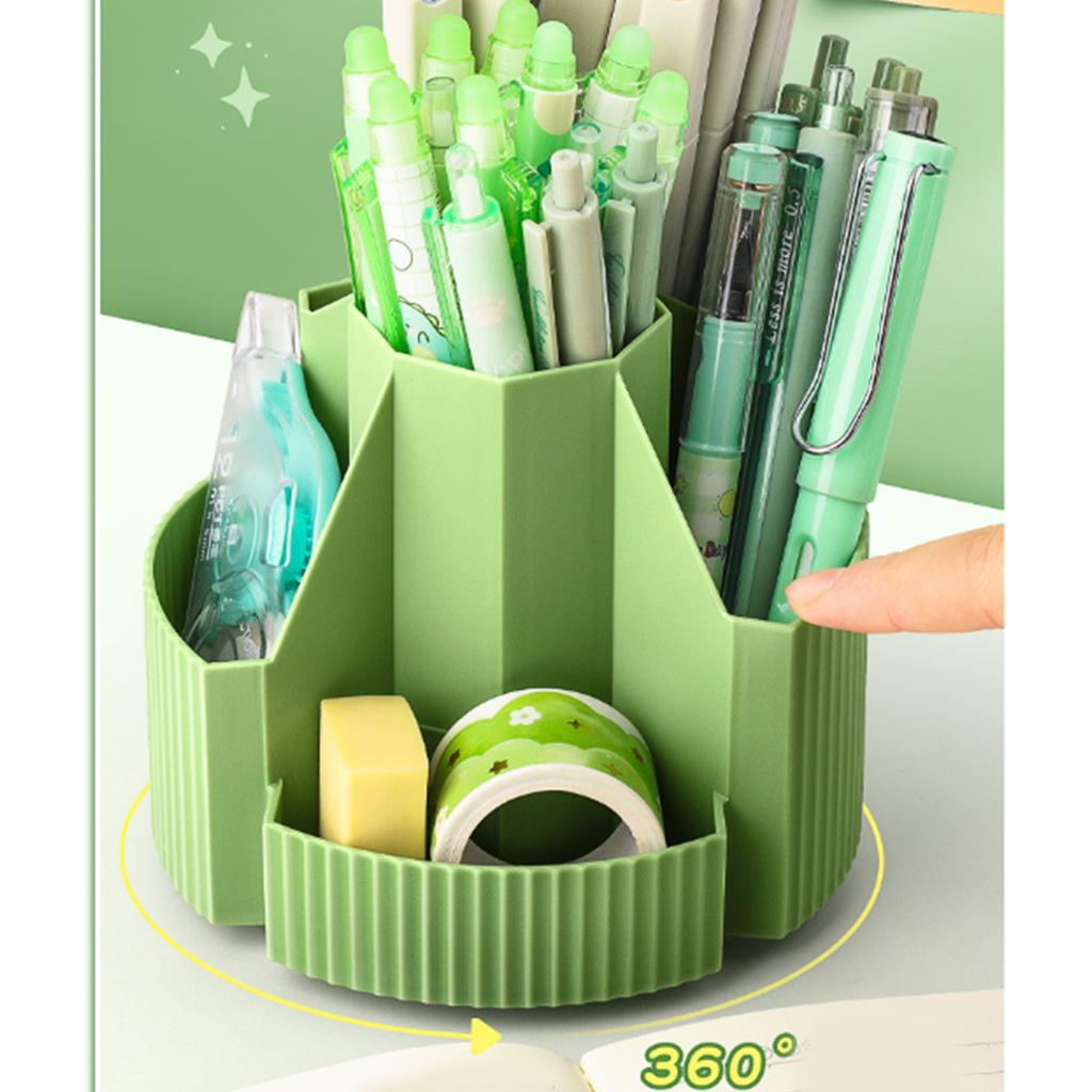 Rotating Pen Holder Desk Organizers 5 Compartments Pen Organizers Large Capacity Pen Holder Art Supply Organizers Holder