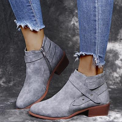 Fashion Large Size Women's Shoes Autumn New Chunky Heels Ankle Boots Retro Casual Solid Square Heel Boots Platform Botas De Mujer