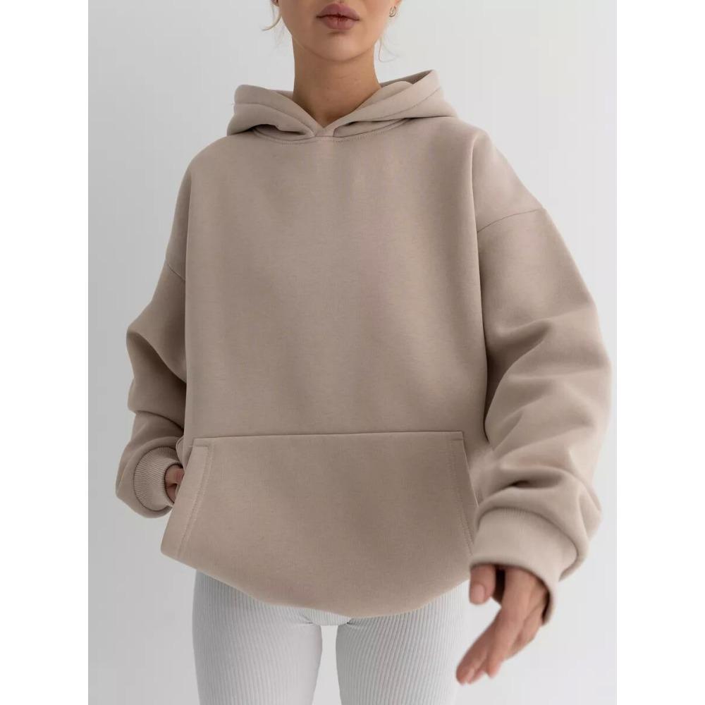 Women's Long Sleeved Hooded Sweatshirt with Loose Fitting Top