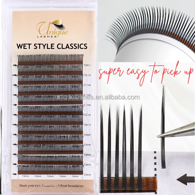 UNIQUE LASHES 5D C CC D Curl Flower Angel Premade Spikes Eyelash Extensions Easy Fan Wet Look Closed Fans Korean Fiber