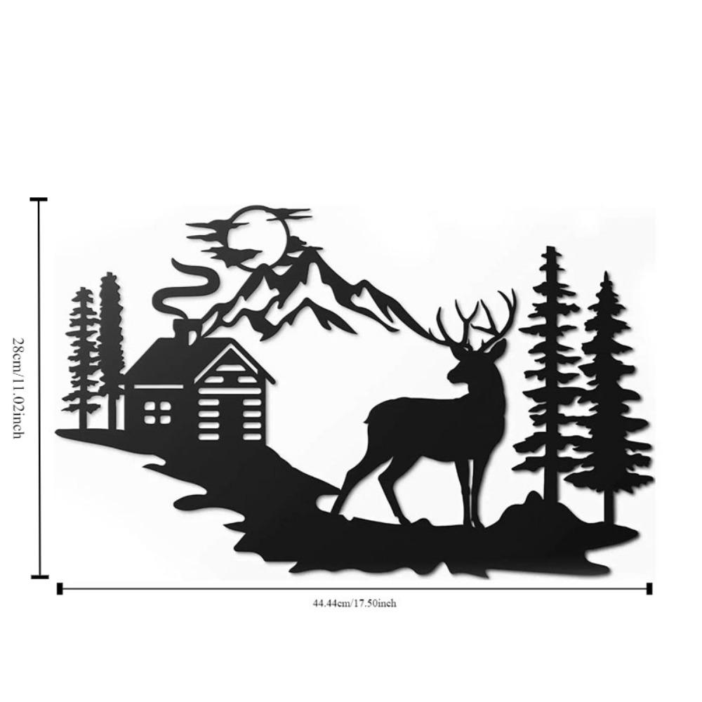 17.5”x11” Rustic Forest Wall Art – Elegant Deer Decorations for Home – Perfect for Cabin and Nature-Inspired Interiors