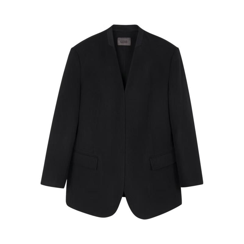 

LESS 2024 Winter Lambswool Blend Stand-Collar Loose-Fit Woolen Coat M