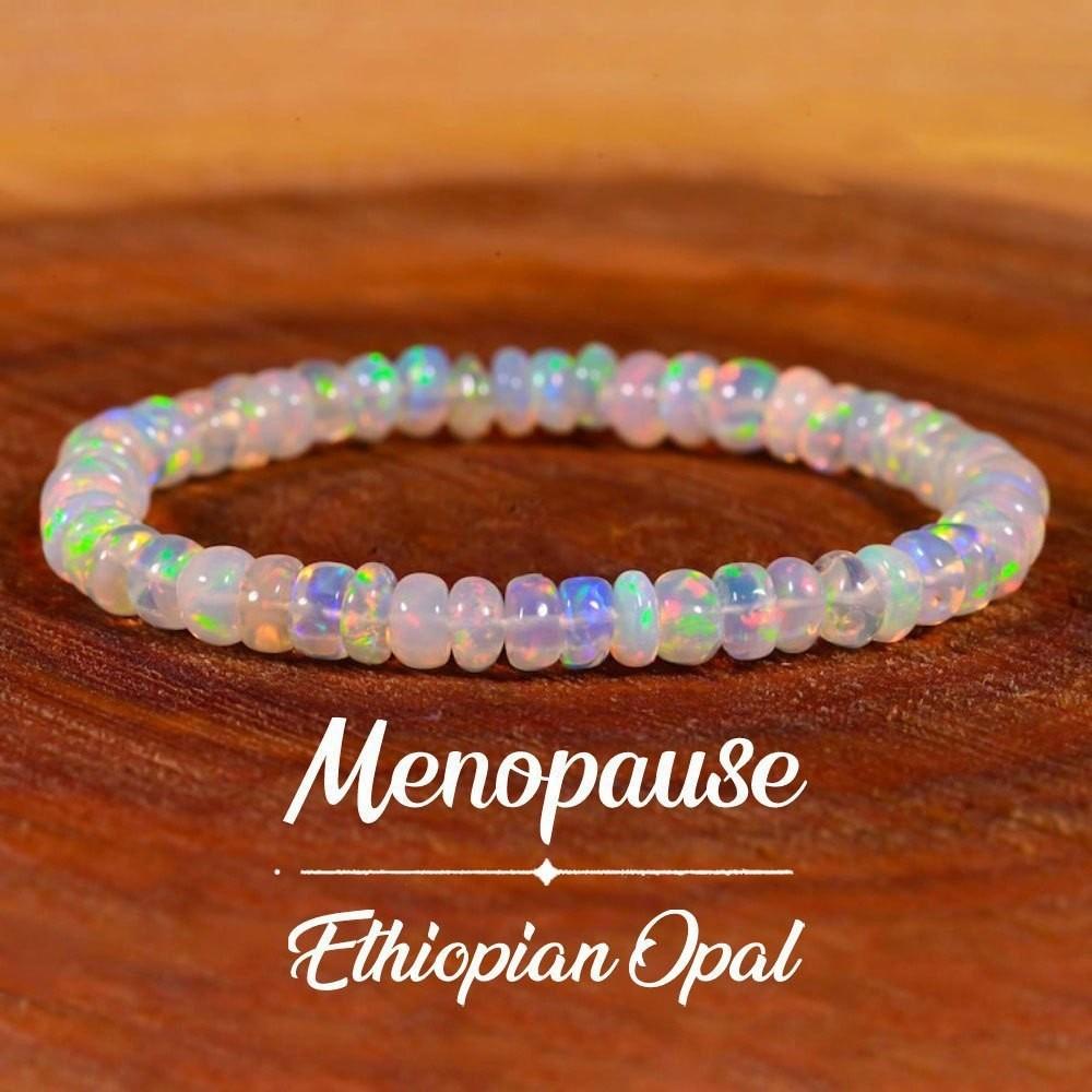 Handmade Opal Beaded Bracelet, Elastic Stretch Rope Natural Gemstone Bead Bangle Jewelry