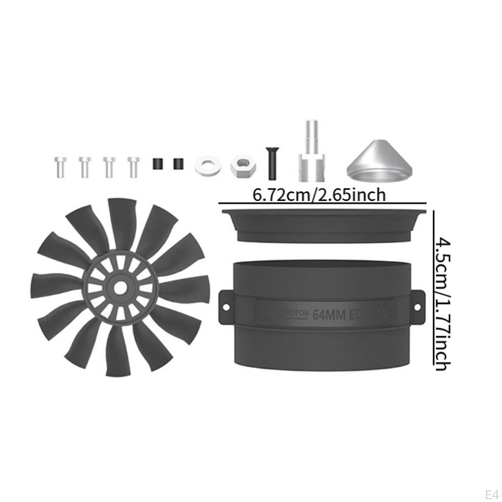 64mm Ducted Fan and Brushless Motor Kit Parts, DIY Modified Remote Control Edf Jet for RC