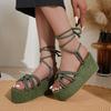 New 2025 Strap Flat Solid Platform Cross Strap Open Toe Women's Fashion Sandals