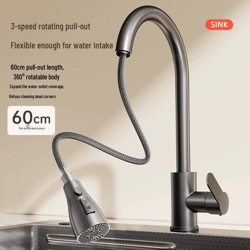 TLXT Thickened 5mm Gunmetal Grey Stainless Steel Single Bowl Kitchen Sink